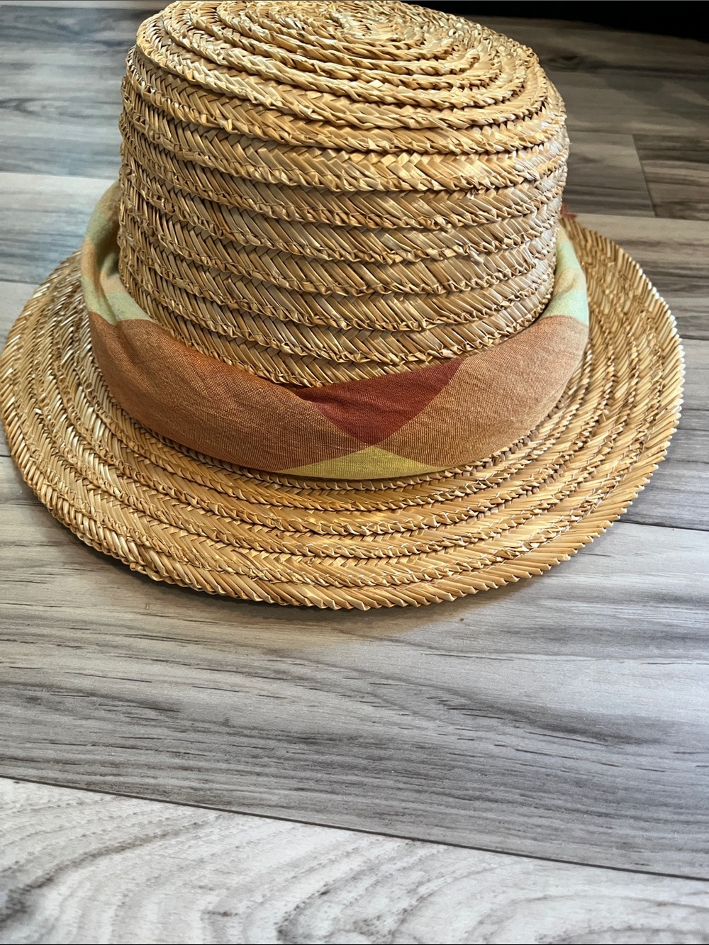 My Wine Hat Straw w/Scarf Band